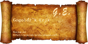 Gogolák Erik névjegykártya